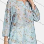 Wholesale Women's Casual Notched Neck Long Sleeve Floral Blouse preview