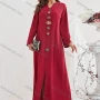 Wholesale Women's Muslim Islamic Plain Notched Neck Rhinestone Split Front Robe Abaya Dress BA311# preview
