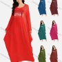 Wholesale Women's African Crew Neck Letter Long Sleeve Patch Pocket Loose Fit Dress 8811# preview