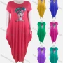 Wholesale Women's African Plus Size Figure Print Crew Neck Short Sleeve Pockets Loose Fit Dress 8805# preview