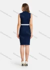 Wholesale Women's Casual Collared Dual Pockets Button Down Frayed Raw Hem Denim Dress - Liuhuamall