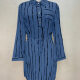 Women's Business Buttons Pocket Striped Lace Up Shirt Dress 2# Clothing Wholesale Market -LIUHUA