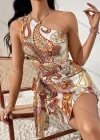 Wholesale Women's Fashion One Shoulder Sleeveless Paisley Print Cutout Tie Side Short Dress AY117# - Liuhuamall
