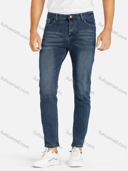 Wholesale Men's Casual Plain Distressed Pockets Slim Fit Stretch Jean