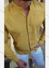 Wholesale Men's Casual Stand Collar Long Sleeve Plain Button Down Shirt - Liuhuamall