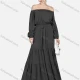 Wholesale Women's Plus Size Casual Off Shoulder Elastic Waist Denim Maxi Dress Black Clothing Wholesale Market Liuhua