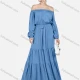 Wholesale Women's Plus Size Casual Off Shoulder Elastic Waist Denim Maxi Dress Medium Blue Clothing Wholesale Market Liuhua
