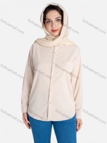 Wholesale Women's Plain Regular Fit Patch Pocket Button Down Casual Shirt Without Hijab, LIUHUA CLOTHING WHOLESALE
