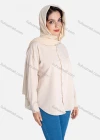Wholesale Women's Plain Regular Fit Patch Pocket Button Down Casual Shirt Without Hijab - Liuhuamall