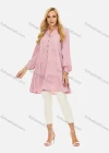 Wholesale Women's Casual Button Front Shirt Collar Blouse Long Sleeve Tiered Plain Tunic 066# - Liuhuamall