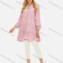 Wholesale Women's Casual Button Front Shirt Collar Blouse Long Sleeve Tiered Plain Tunic 066# preview