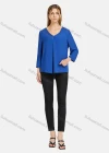 Wholesale Women's V Neck Adjustable Three Quarter Sleeve Ruched Plain Blouse A1625-0919# - Liuhuamall