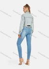 Wholesale Women's Casual Distressed Ripped Frayed Raw Hem Rivet Rhinestone Decor Long Sleeve Button Down Crop Denim Jacklet - Liuhuamall