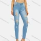 Wholesale Women's Casual Distressed Ripped Skinny Fit Ankle Length High Waist Denim Pants Light Blue Clothing Wholesale Market Liuhua