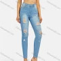 Wholesale Women's Casual Distressed Ripped Skinny Fit Ankle Length High Waist Denim Pants preview