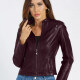 Women's Fashion Stand Collar Buckle Multiple Zip Pockets Crop Leather Jacket 5# Clothing Wholesale Market -LIUHUA