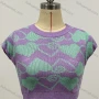 Wholesale Woman's Fashion Round Neck Short Sleeve Heart Cartoon Print Knit Crop Sweater Top preview