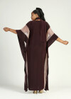 Wholesale Women's Elegant Plus Size Batwing Sleeve Round Neck Mesh Splicing Kaftan Dress With Scarf - Liuhuamall