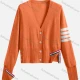 Wholesale Women's Casual V Neck Striped Button Down Knit Crop Cardigan C607# Clothing Wholesale Market Liuhua