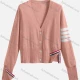 Wholesale Women's Casual V Neck Striped Button Down Knit Crop Cardigan C629# Clothing Wholesale Market Liuhua