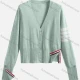 Wholesale Women's Casual V Neck Striped Button Down Knit Crop Cardigan C645# Clothing Wholesale Market Liuhua