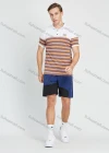 Wholesale Men's Casual Striped Print Short Sleeve Polo Shirt - Liuhuamall