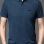 Wholesale Men's Business Plain Texture Label Short Sleeve Breathable Polo Shirt T1230# preview