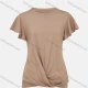 Wholesale Women's Summer Casual Plain Twist Short Sleeve Round Neck Top Khaki Guangzhou Clothing Wholesale Market & Suppliers -LIUHUAMALL