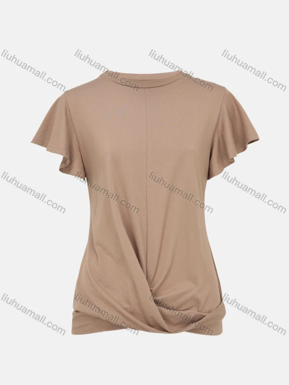 Wholesale Women's Summer Casual Plain Twist Short Sleeve Round Neck Top