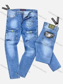 Wholesale Men's Casual Plain Distressed Multiple Pockets Straight Leg Jean A1121#, LIUHUA CLOTHING WHOLESALE