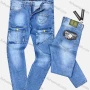 Wholesale Men's Casual Plain Distressed Multiple Pockets Straight Leg Jean A1121# preview