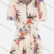 Wholesale Women's Casual V Neck Short Sleeve Button Front Floral Print Romper  Beige Clothing Wholesale Market Liuhua