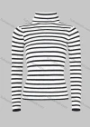 Wholesale Women's Striped Rib-knit Turtleneck Button Cuff Long Sleeve Sweater - Liuhuamall