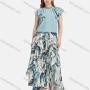 Wholesale Women's Casual Stand Collar Ruffle Trim Rhinestone Blouse 2-piece Set preview