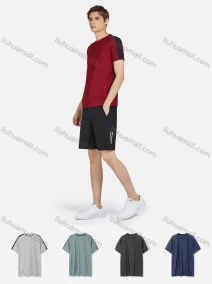 Wholesale Men's Sporty Round Neck Short Sleeve Striped Quick Dry Breathable T-Shirt , LIUHUA CLOTHING WHOLESALE
