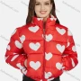 Wholesale Women's Fashion Stand Collar Heart Print Zipper Puffer Jacket 665# preview