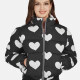 Women's Fashion Stand Collar Heart Print Zipper Puffer Jacket 665# Black Clothing Wholesale Market -LIUHUA
