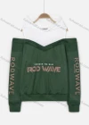 Wholesale Women's Letter Print Cold Shoulder Long Sleeve Drawstring Hoodie - Liuhuamall