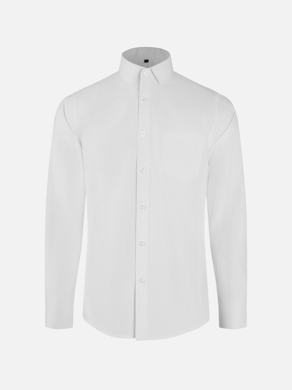 Men's Formal Plain Collared Button Down Patch Pocket Long Sleeve Shirts, Clothing Wholesale Market -LIUHUA, 