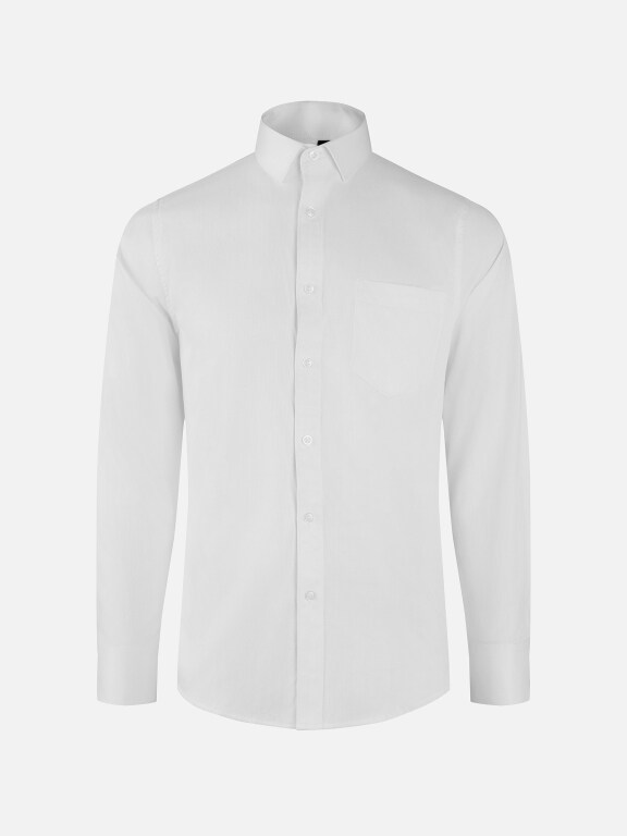 Men's Business Plain Collared Button Down Patch Pocket Long Sleeve Shirts, Clothing Wholesale Market -LIUHUA, 
