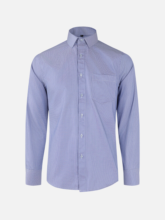 Men's Casual Plain Collared Button Down Patch Pocket Long Sleeve Shirts, Clothing Wholesale Market -LIUHUA, 