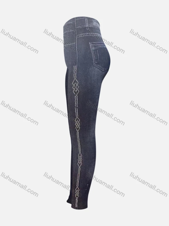 Wholesale Women's Casual Rhinestone Long Plain Leggings