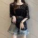 Wholesale Lace crochet hollow black short-sleeved women's spring and summer new slim ins style outer blouse stacking Black Clothing Wholesale Market Liuhua