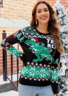 Wholesale Women's Casual New Year Long Sleeve Crew Neck Cartoon Pattern Knit Sweater - Liuhuamall