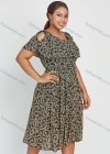 Wholesale Women's Plus Size Casual Cotton Round Neck Layered Short Sleeve Cutout Allover Floral Print Midi Dress - Liuhuamall