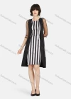 Wholesale Women's Business Lace Sleeve Striped Dress & See Through Cardigan Set - Liuhuamall