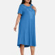 Women's Plus Size Elegant Crew Neck Short Sleeve Embroidery Midi Dress 15# Clothing Wholesale Market -LIUHUA