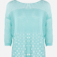 Women's Cable Knit Crew Neck Long Sleeve Plain Sweater Cyan Clothing Wholesale Market -LIUHUA