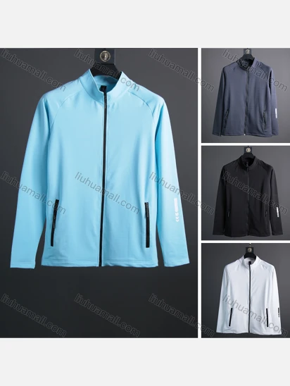 Wholesale Men's Sporty Stand Collar Long Sleeve Quick Dry Breathable Jacket