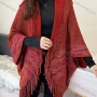 Wholesale Women's Casual Open Front Batwing Sleeve Fringe Trim Cardigan Shawl preview